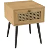 MACABANE CHARLIE - Table de chevet bois 1 tiroir effet cannage marron
