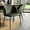 MACABANE AUGUSTIN - Lot de 2 chaises velours vert sapin dossier envelo...