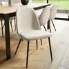MACABANE Tom - lot de 2 chaises tissu écru dossier droit pieds acier noir