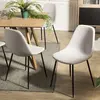 MACABANE AUGUSTIN - Lot de 2 chaises tissu blanc écru pieds métal noir