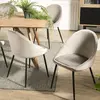 MACABANE Tom - lot de 2 chaises velours chamois beige pieds métal noir