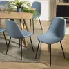 MACABANE AUGUSTIN - Lot de 2 chaises tissu bleu pieds métal noirs