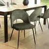 MACABANE Tom - lot de 2 chaises dossier ouvert tissu velours vert pieds noir