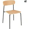 Lot de 2 chaises « écolier » en bois de frêne pieds acier noir