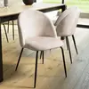 MACABANE Tom - lot de 2 chaises dossier arrondi tissu velours beige pied noir