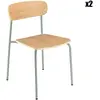 MACABANE Lot de 2 chaises « écolier » bois de frêne pieds acier vert d eau