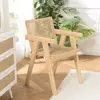 MACABANE Albane - fauteuil en bois d'hévéa clair dossier et assise rotin naturel