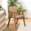 MACABANE ALBANE- Fauteuil en bois d'Hévéa foncé dossier et assise roti...