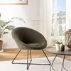 Macabane - albane - Fauteuil tissu bouclette vert kaki pieds croisés m...