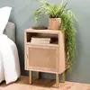 MACABANE ADELE - Chevet 1 niche 1 porte toile de jute pieds métal doré