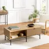 MACABANE Scott - table basse 2 tiroirs décor effet bois rainuré noirnaturel