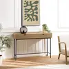 MACABANE Scott - console 2 tiroirs décor effet bois rainuré noirnaturel