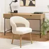 MACABANE Pierre - chaise en tissu bouclette écru, dossier ouvert, pieds en bois
