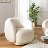 Macabane LEOPOLD - Fauteuil arrondi en tissu bouclette écru