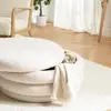 Leopold - pouf l en tissu bouclette écru avec rangement