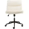 Mina - chaise de bureau à roulettes en tissu écru dossier carré