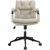 Mina - chaise de bureau à roulettes cuir matelassé beige dossier carré
