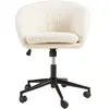 Mina - chaise de bureau à roulettes en tissu écru dossier arrondi