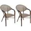 MACABANE Vianney - lot de 2 chaises de jardin bistrot en acier textilène taupe