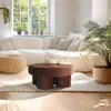 Macabane - Pouf forme design n°1 en tissu effet velours marron OS