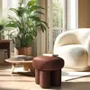 Macabane - Pouf forme design n°2 en tissu effet velours marron OS