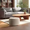 Macabane - Pouf forme galet n°2 en tissu effet velours beige foncé OS