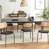 MACABANE Lea - lot de 2 chaises assise tissu noir dossier effet cannage et métal