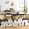 MACABANE LEA - Lot de 2 chaises assise tissu noir large dossier effet cannage