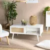 Macabane - Table basse cannage rotin Sandro blanche - 100x60x40 cm T.U