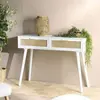 MACABANE SANDRO - Console blanche 2 tiroirs cannage naturel