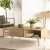 MACABANE Romeo - table basse couleur naturelle 2 tiroirs 1 niche bois cannage