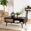 Macabane - Table basse Angelo 2 Tiroirs Bois/Noir - 100x60x44.5 cm T.U