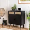 Macabane - emilio - Buffet bois noir 2 tiroirs cannage 2 portes