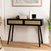 Macabane - Console Angelo 2 Tiroirs Bois/noir - 110x33x81.5 cm T.U