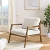 Macabane - gaston - Fauteuil en tissu écru, structure et accoudoirs en bois
