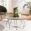MACABANE Fleur - Table basse biseautée 80x80cm mocha pieds forme panier en métal