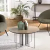 MACABANE Table basse biseautée 70cm pieds graphiques métal noir