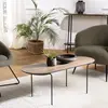 MACABANE Fleur - Table basse rect. angles arrondis 100x40cm mocha pieds métal