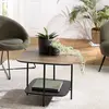 MACABANE Fleur - Table basse 2 plateaux pm bi-matière mocha/noir pieds métal
