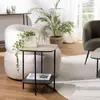 MACABANE Fleur - table d'appoint 2 plateaux bi-matière mochanoir pieds métal