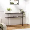 Macabane - fleur - Console double plateau 120x33cm couleur mocha pieds...