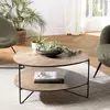 MACABANE Table basse 2 plateaux forme ovoïde pieds métal