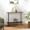 MACABANE Fleur - Console 2 plateaux 100x30cm bi-matière mocha/noir pieds métal