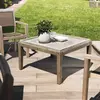 MACABANE Table basse carrée - Béton pieds Acacia marron - 80 x 80 cm - Gris