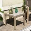 Macabane Table d'appoint carrée - Béton pieds Acacia marron - 50 x 50 cm - Gris