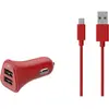 Chargeur allume-cigare ESSENTIELB 2 USB 2.4A + Cable Micro USB Rouge