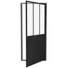No Name Porte de douche pivotante 90x200 - Style industriel - Verre transparent - Noir mat - Aluminium - Réversible