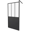 Gelco Paroi Fixe 100x200 Style Industriel Noir - Verre Transparent - Avec Cadre - Réversible - Réglable
