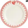Comptoir de Famille - 6 Assiettes à dessert Damier rouges - D.22 cm OS