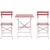Ensemble table carrée 60 cm + 2 chaises pliantes PARMA coloris rouge